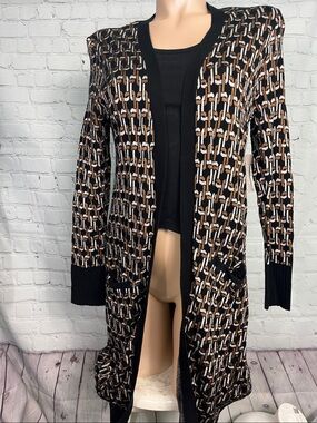 Chico’s geometric jacquard long cardigan duster. Chico’s 1 or Med/8 NWT